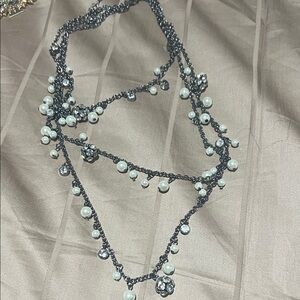 Elegant Silver and White Pearl Necklace